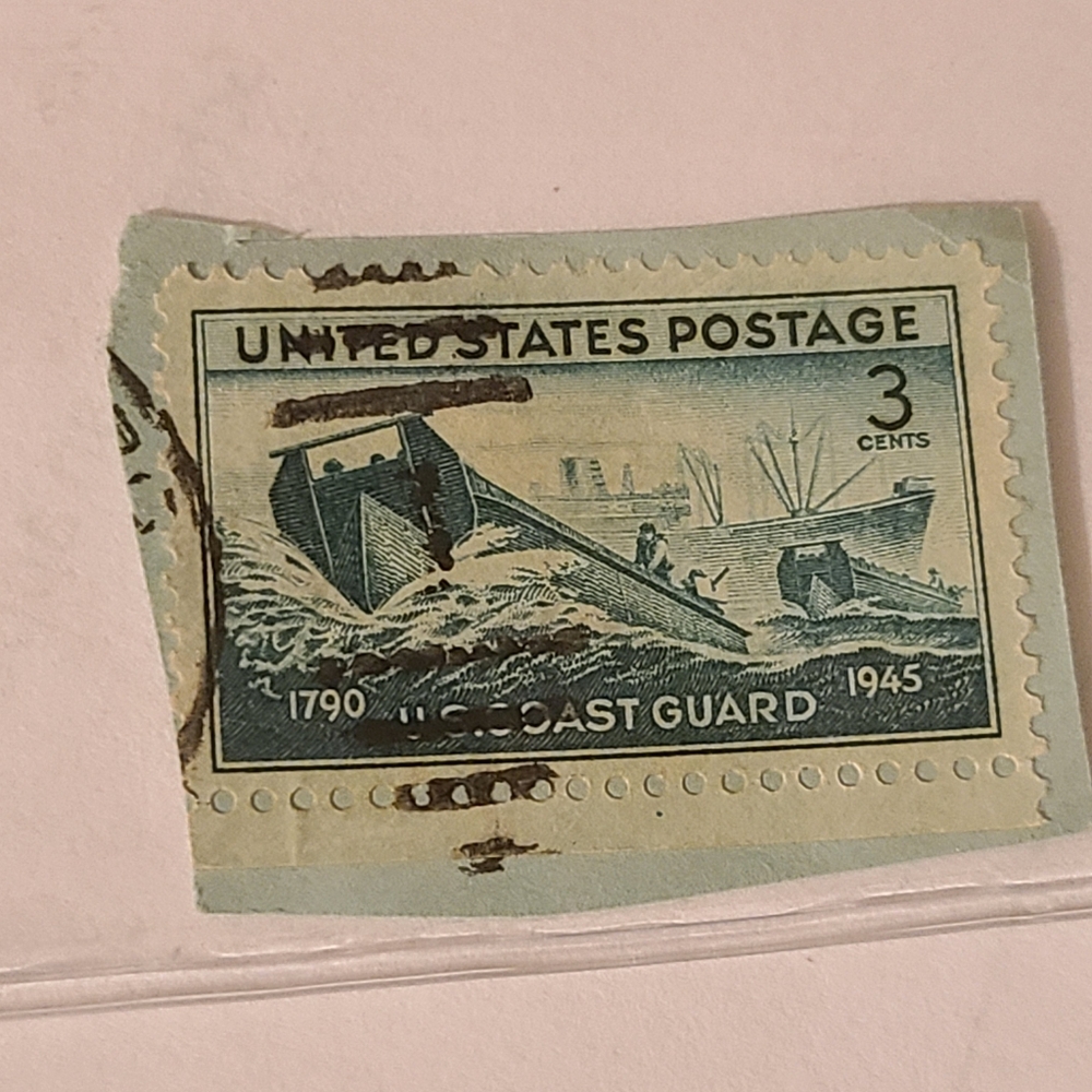Unique Vintage Blue and White Postage Stamp